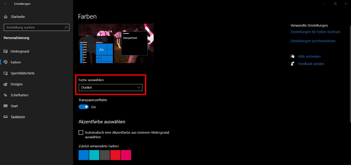 Registrierungs-Editor: Windows 10 Dark Mode aktivieren