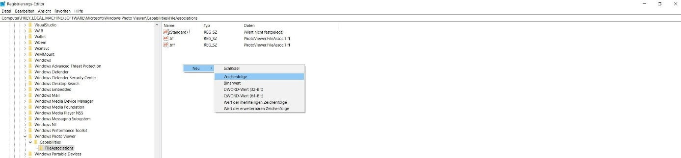 Windows-10-Registry: Neuer „Zeichenfolge“-Eintrag