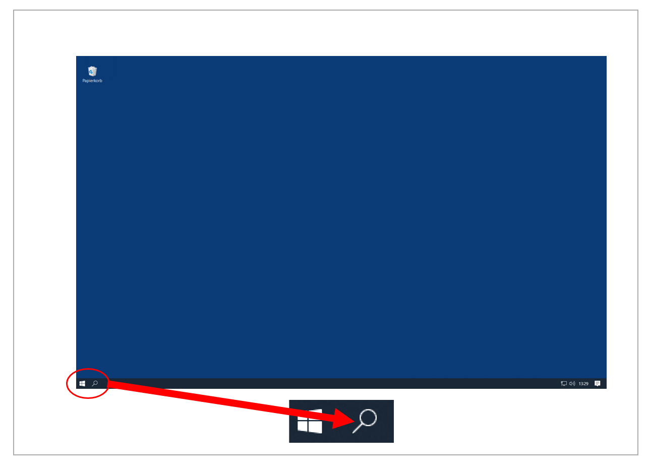 Windows 10: Schaltfläche der Suchfunktion