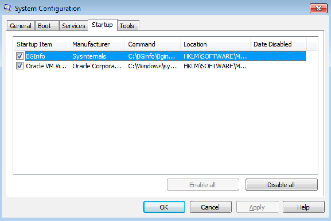 Systemkonfiguration in Windows 7 mit Autostart-Programmen