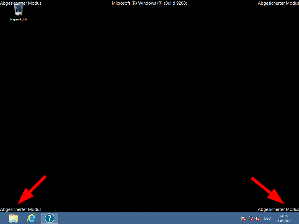 Desktop-Oberfläche des abgesicherten Modus in Windows 8