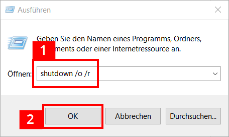 Shutdown-Befehl im Ausführen-Dialog von Windows 8