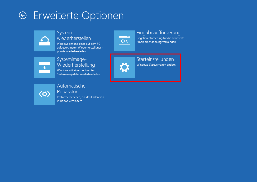Windows 8 Systemwiederherstellung: Erweiterte Optionen mit Starteinstellungen
