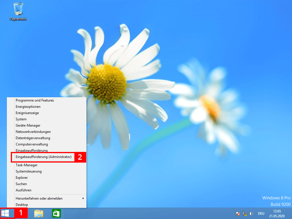 bcdedit-Aufruf über die Windows-8-Oberfläche