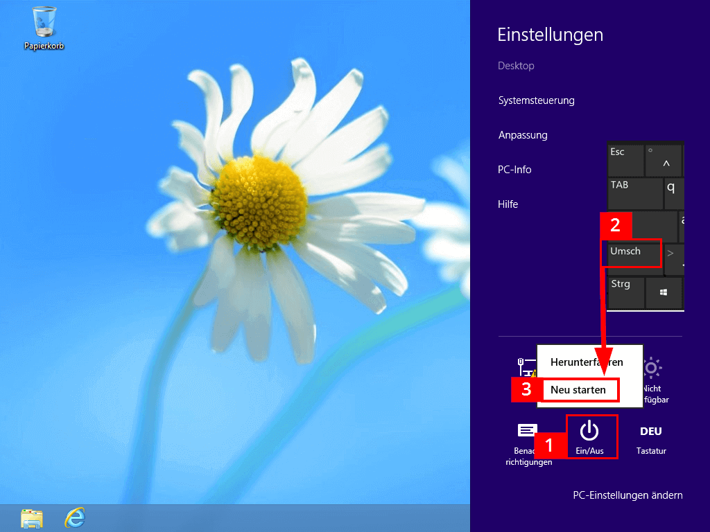 Charms-Leiste von Windows 8