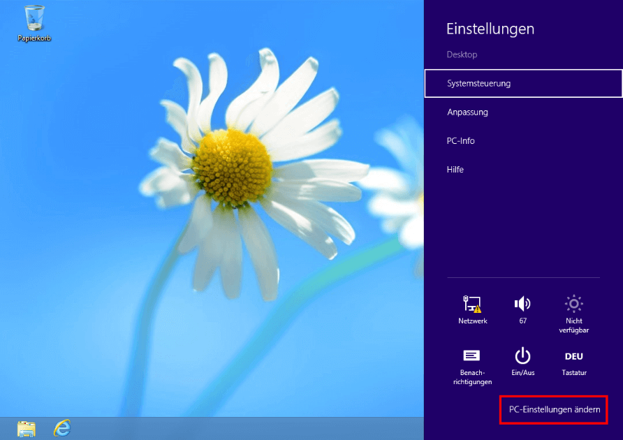 Abgesicherten Modus von Windows 8 über die PC-Einstellungen starten