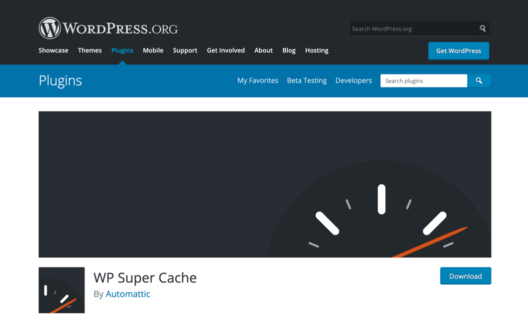 Das WordPress-Caching-Plug-in WP Super Cache auf WordPress.org