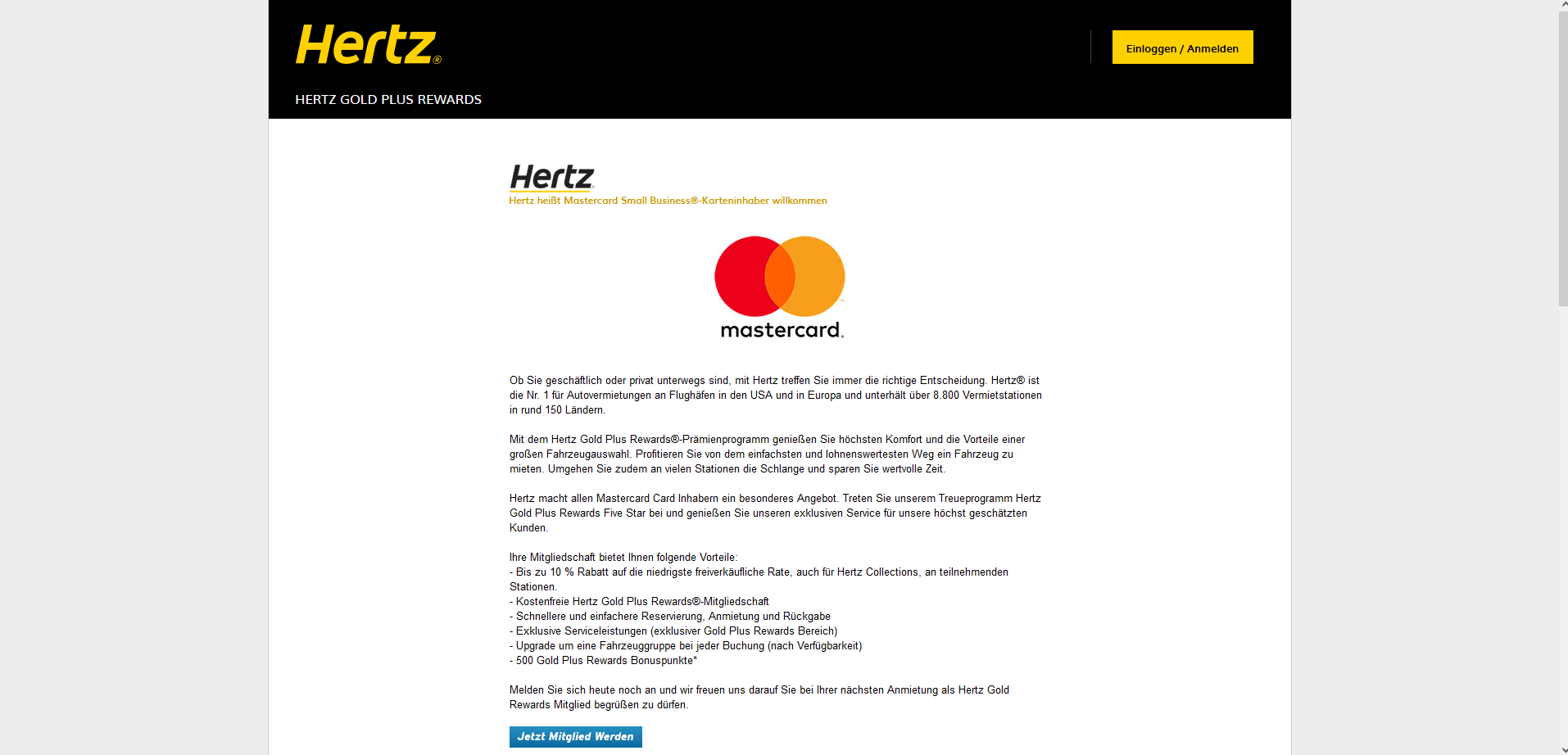 Beispiel für Composite Co-Branding: Hertz und MasterCard