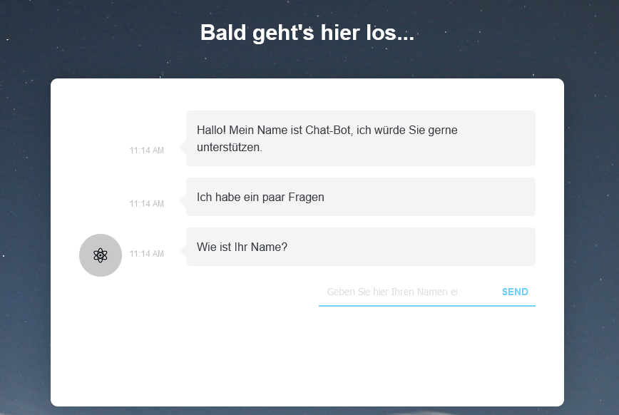 Coming-soon-Website mit Chatbot