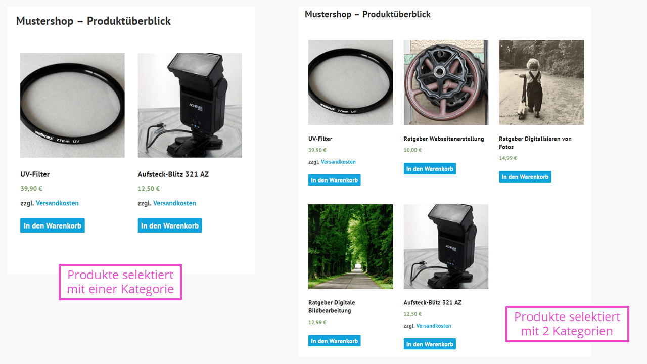 WooCommerce-Shortcodes: Produkte, dargestellt anhand von Kategorien