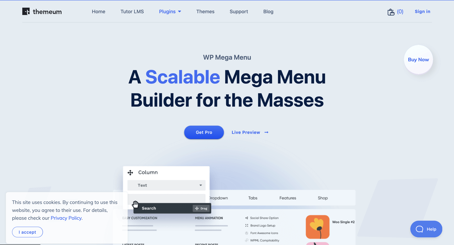 Startseite des Plugins WP Mega Menu