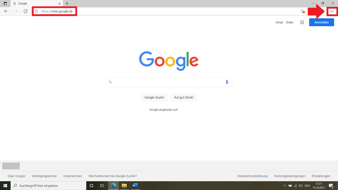 Edge-Browser: Drei-Punkte-Symbol oben rechts