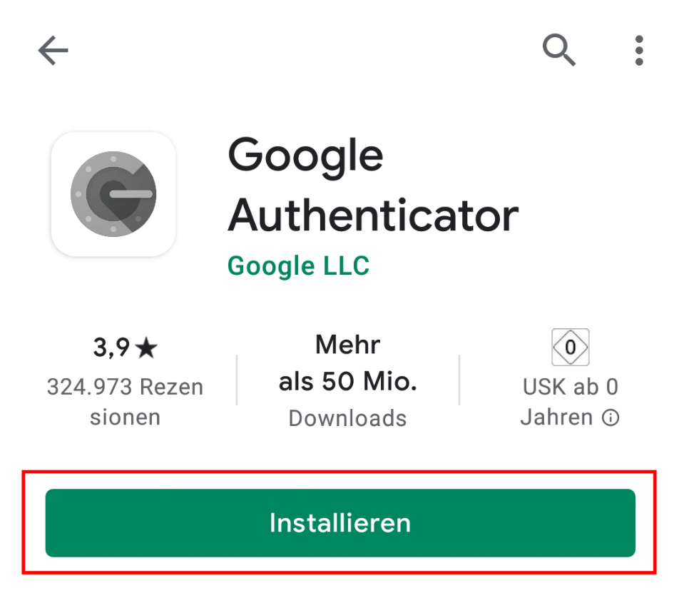 Google Authenticator App im Play Store