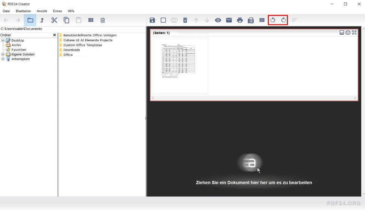 PDF24 Creator: PDF-Datei drehen und speichern