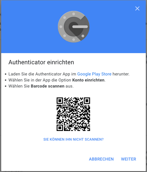 QR-Code zum Einrichten der Google Authenticator App