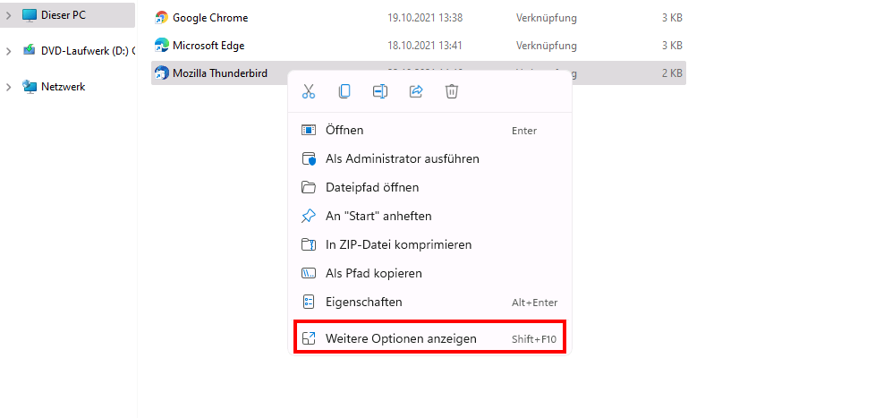 Windows 11: Datei-Rechtsklick-Menü