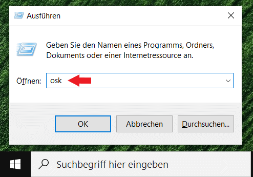 Mit dem Windows-CMD-Befehl „osk“ lässt sich die Bildschirmtastatur direkt öffnen 