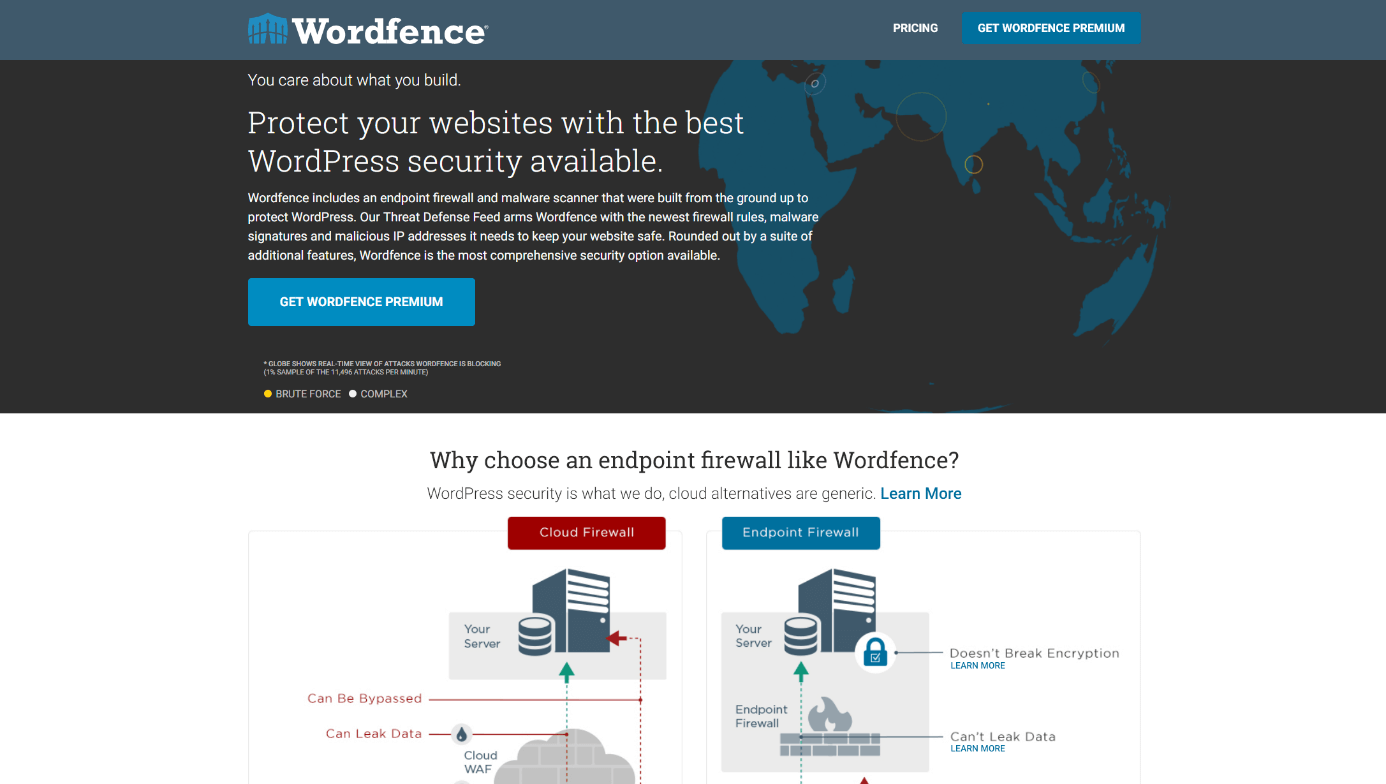 Screenshot der Website des WordPress-Plugins Wordfence