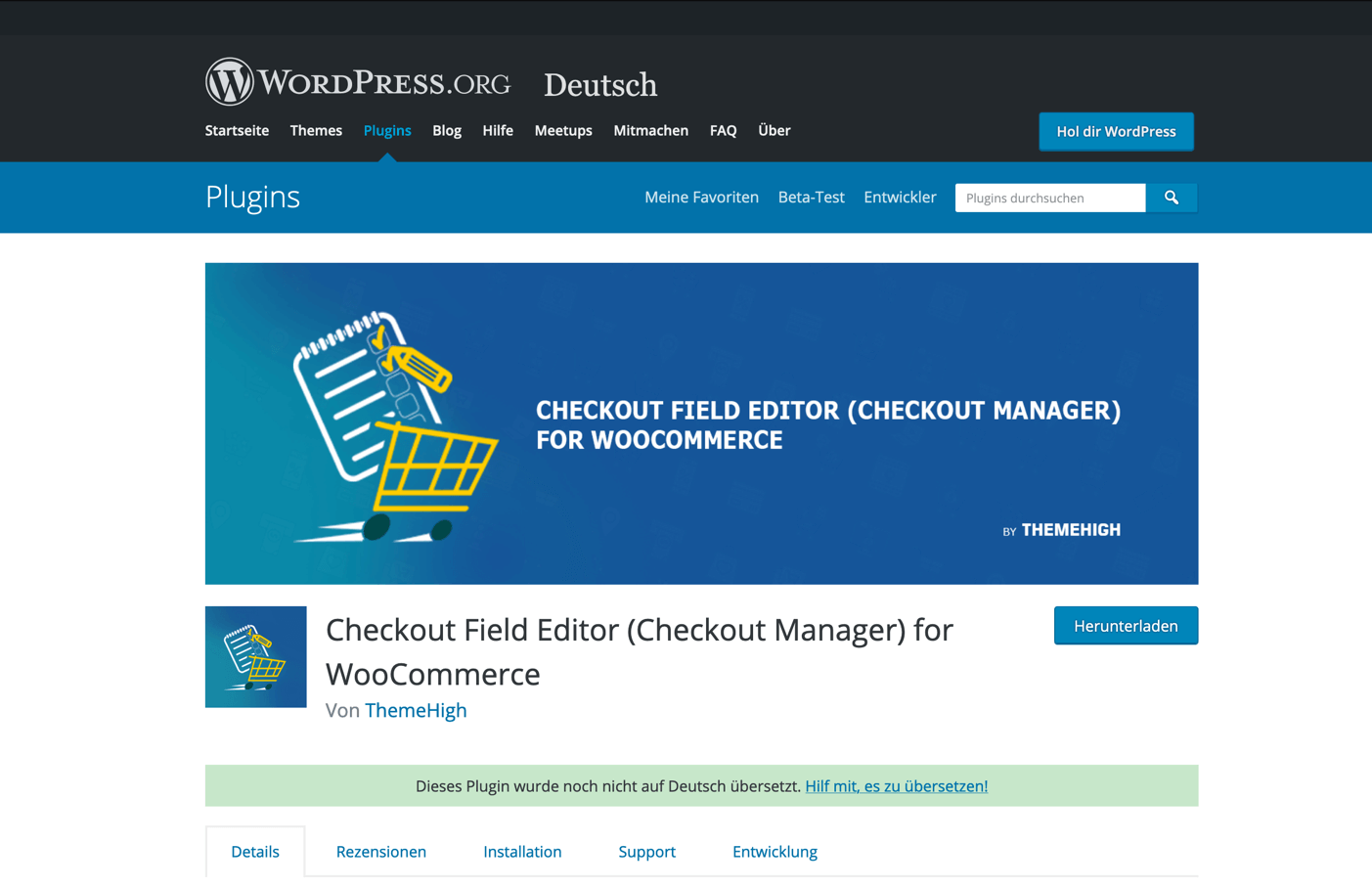 Checkout Field Editor für WooCommerce auf WordPress.org