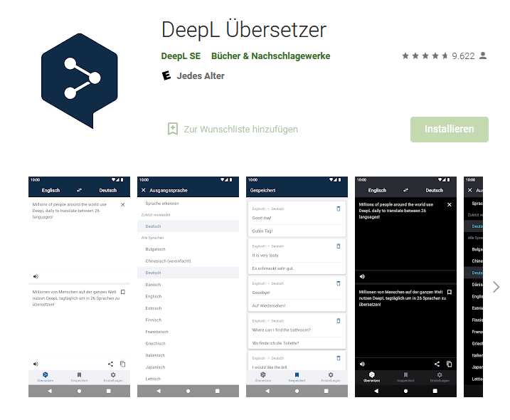 DeepL im Google Play Store