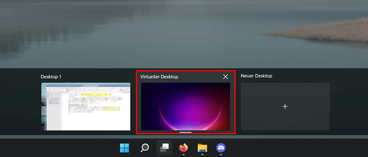 Desktop-Auswahl in Windows 11