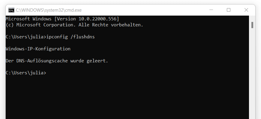 DNS-Flush via „ipconfig /flushdns“ in Windows 11