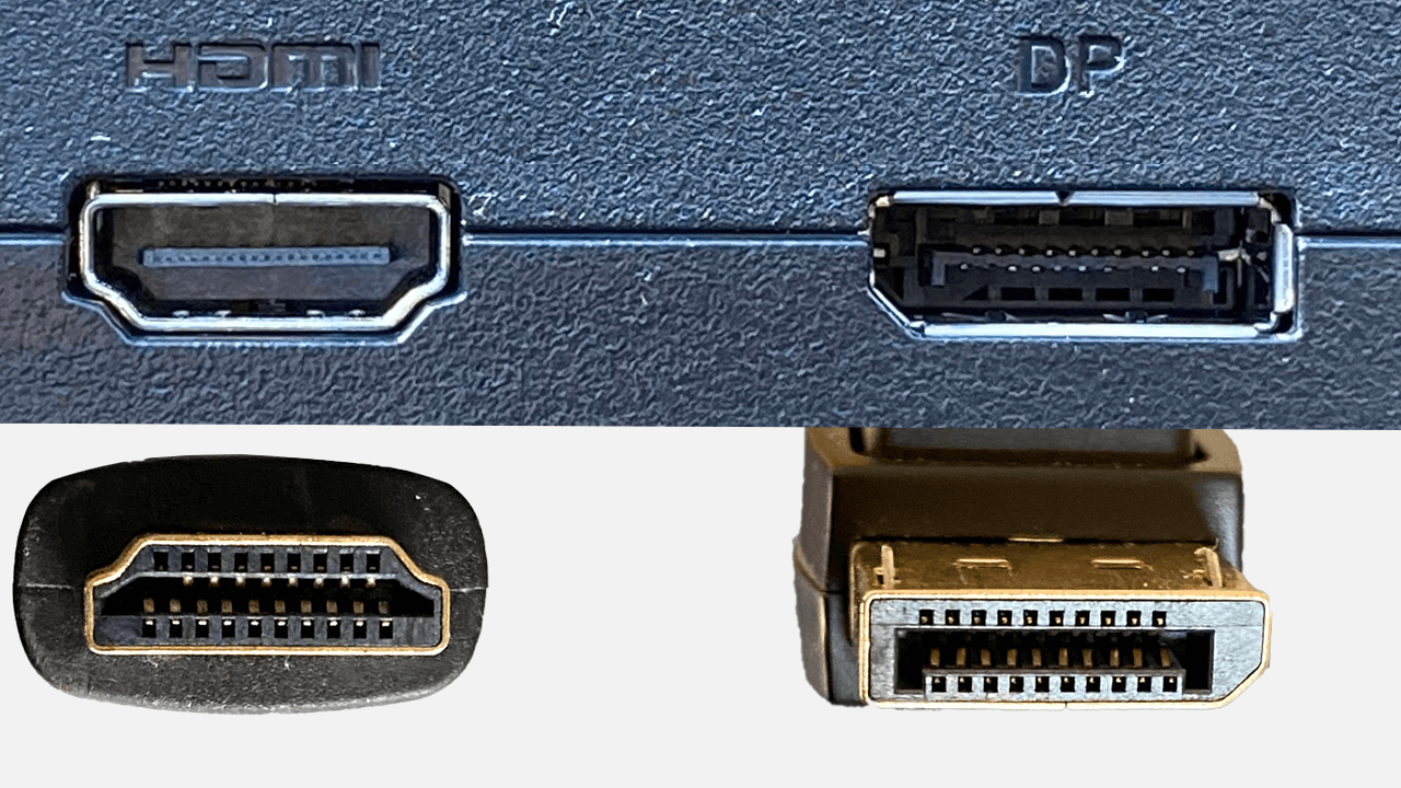 Bild der Stecker- und Buchsen-Ansicht von HDMI und Displayport