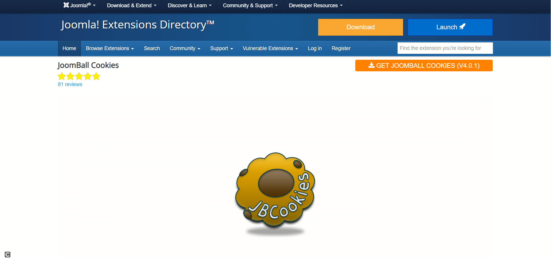 Website-Screenshot des Joomla-Cookie-Plugins JoomBall Cookies