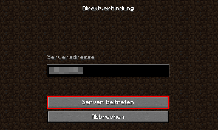 Screenshot aus Minecraft: Server beitreten