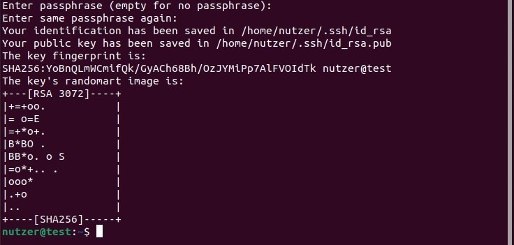„randomart image“ eines Ubuntu-SSH-Key-Paars