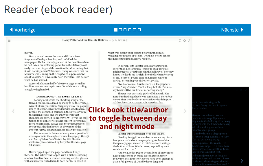 Screenshot der Reader App auf der Website von Nextcloud