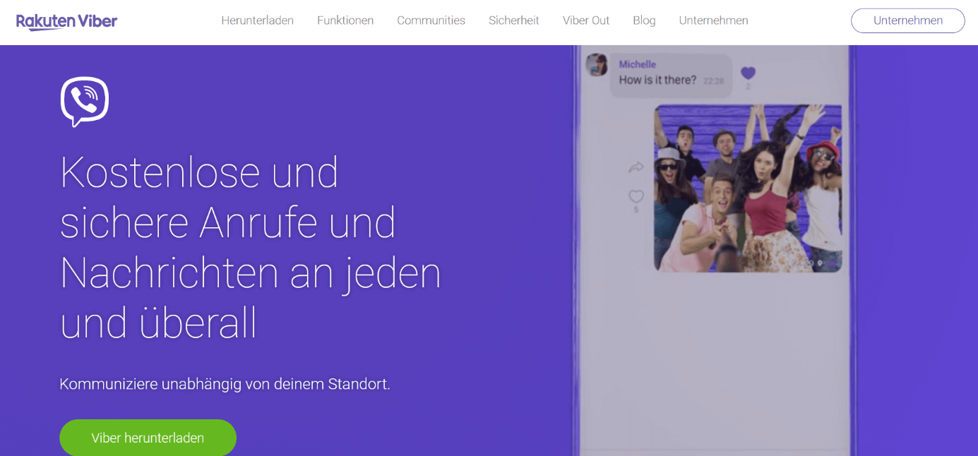Screenshot der Viber-Seite