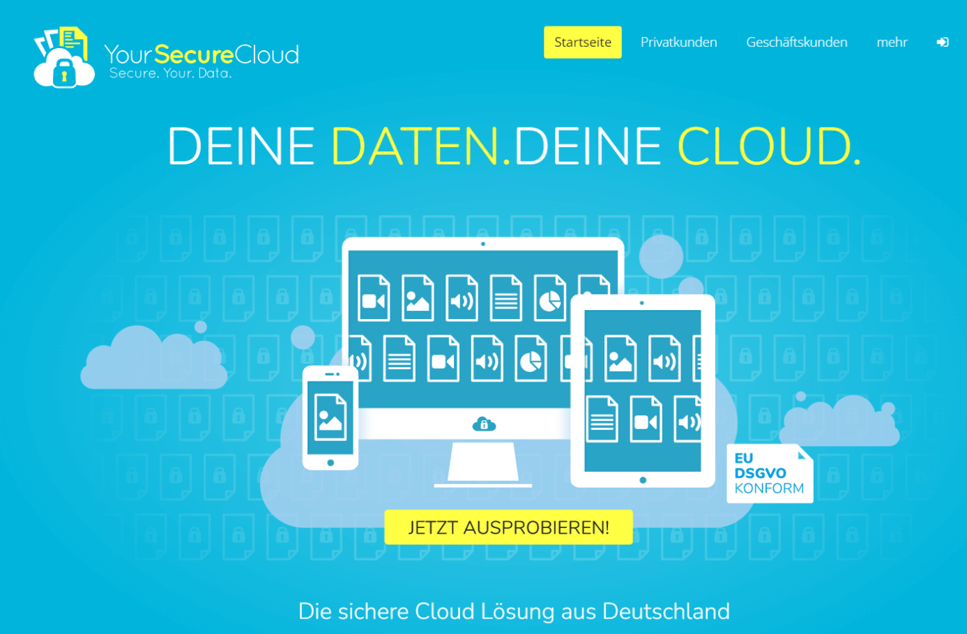 Die Startseite von Your Secure Cloud
