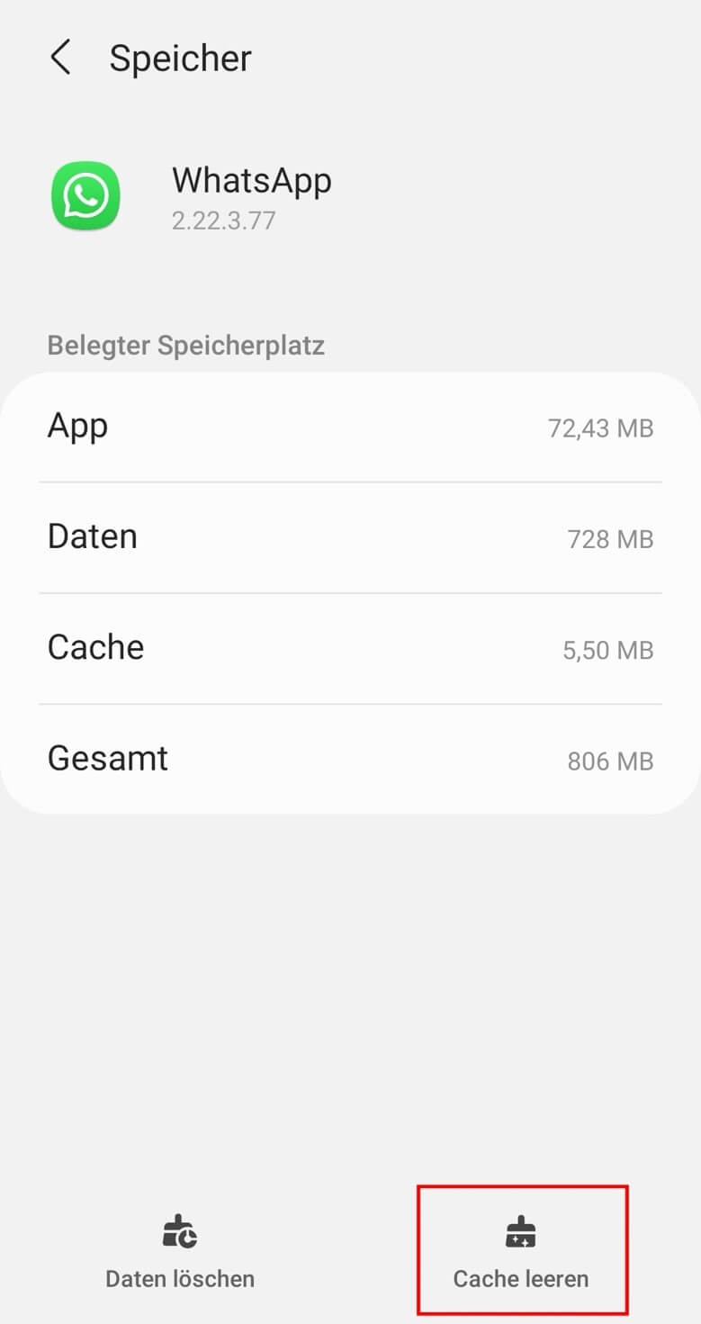 WhatsApp: Speicher