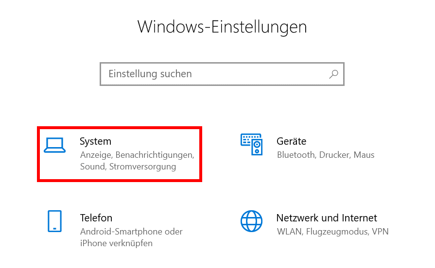 Windows 10: Systemeinstellungen öffnen