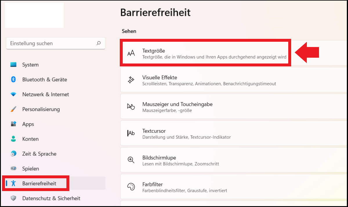 Windows 11: Menü „Barrierefreiheit“ in den Einstellungen