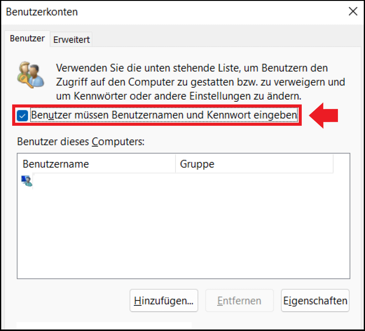 Windows 11: Menüfenster für die Benutzerkonten