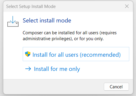 Composer unter Windows 11: Installation für alle Nutzenden