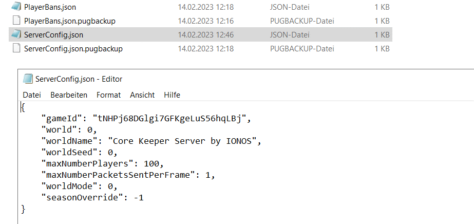 Core Keeper: Server-Konfiguration in der Datei ServerConfig.json