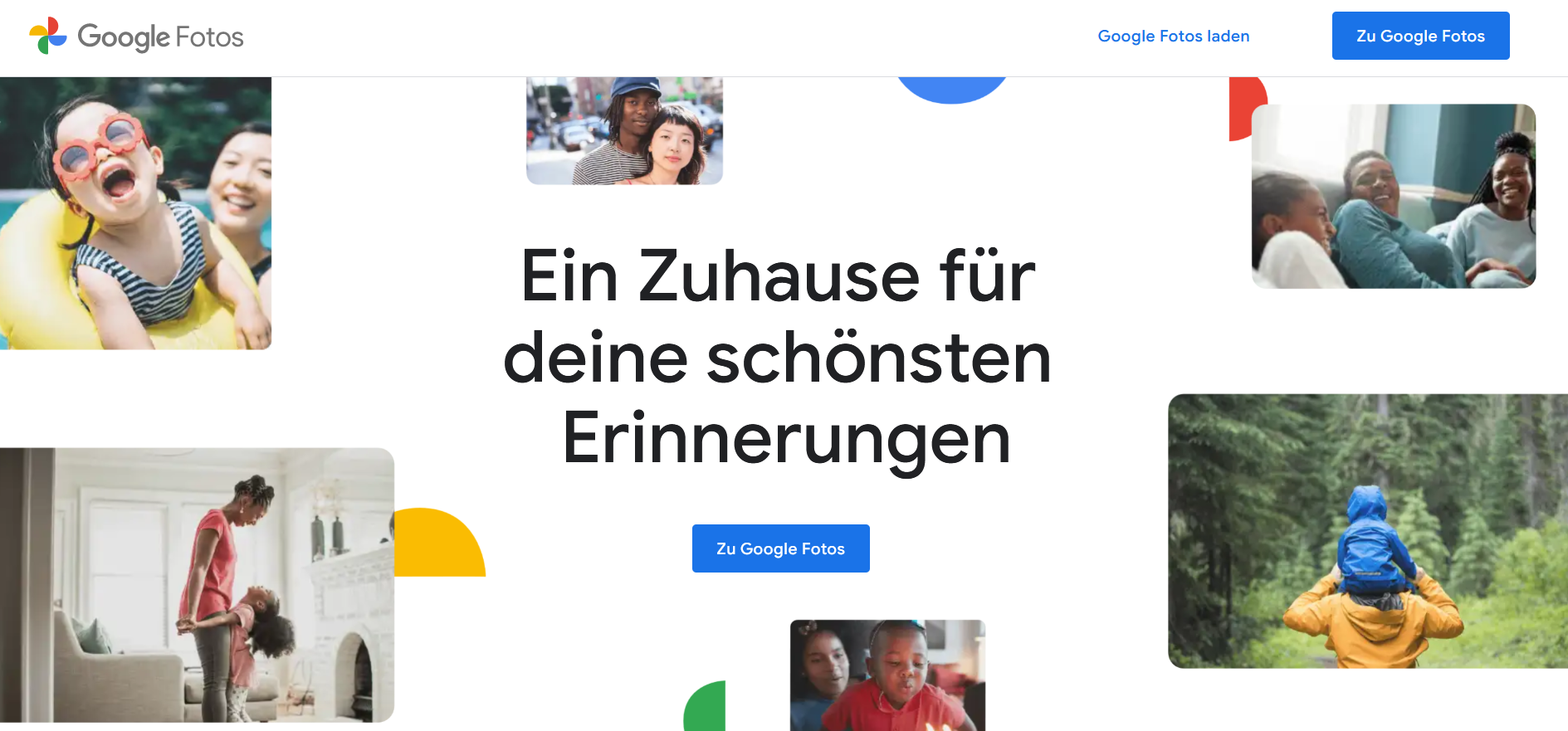 Screenshot der Vorstellungsseite von Google Fotos Screenshot der Vorstellungsseite von Google Fotos