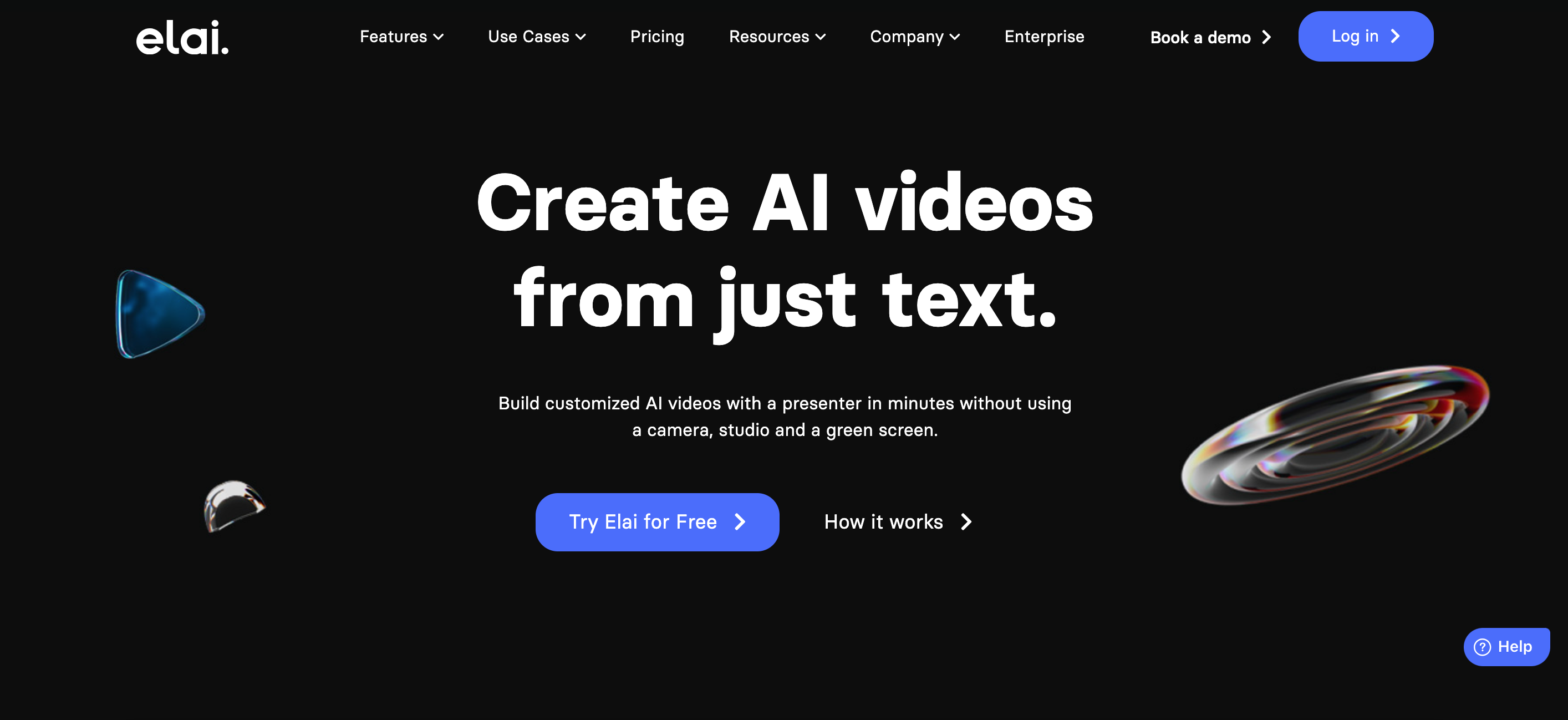 Screenshot der Homepage von Elai.io Screenshot der Homepage von Elai.io