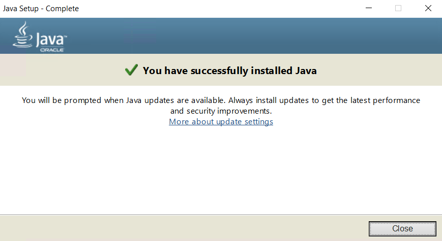 Das Java Setup Tool informiert die User bei erfolgreichem Abschluss der Installation