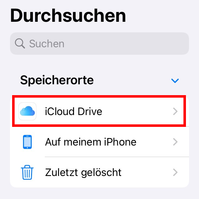 Oberfläche von iCloud Drive am Mac