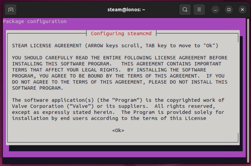 Steam Lizenzvereinbarungen unter Ubuntu 22.04