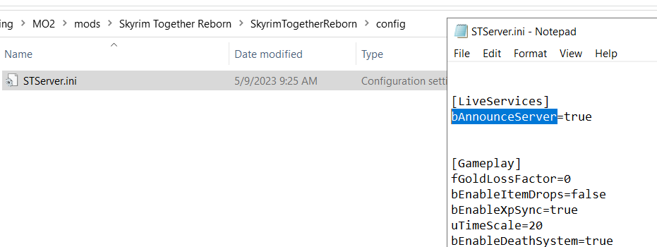 „Skyrim Together“-Server: Konfigurationsdatei STServer.ini