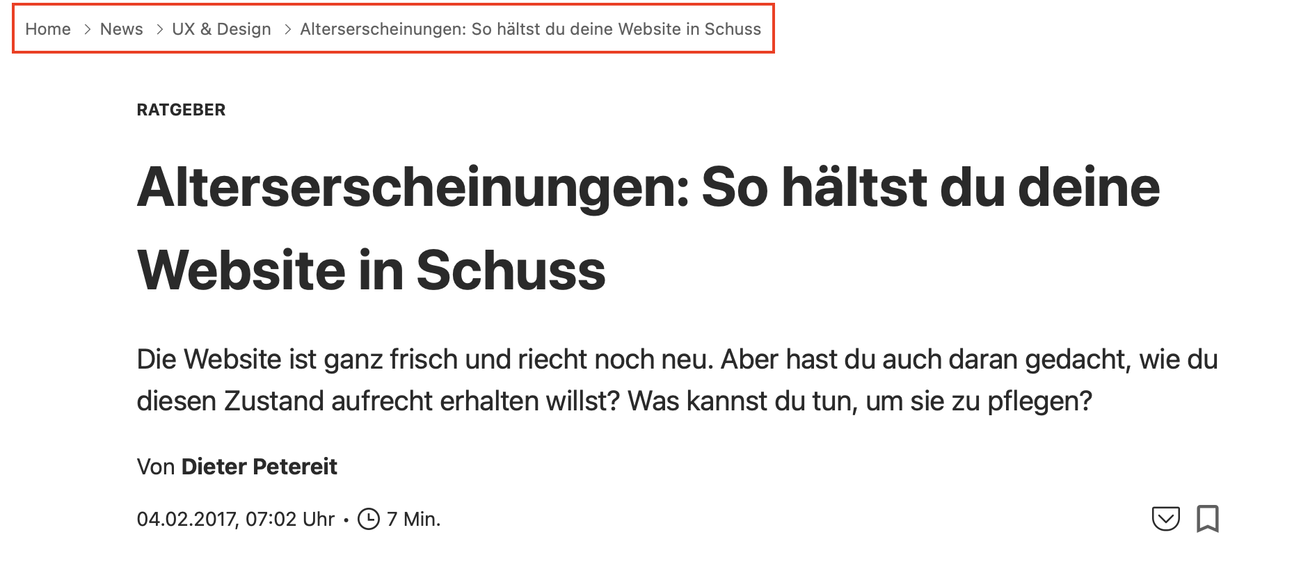 Screenshot der Website von t3n Screenshot der Website von t3n