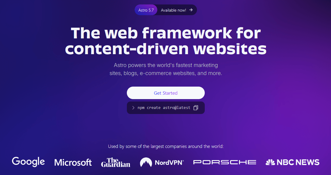 Astro-Website-Screenshot Bild: Astro-Website-Screenshot