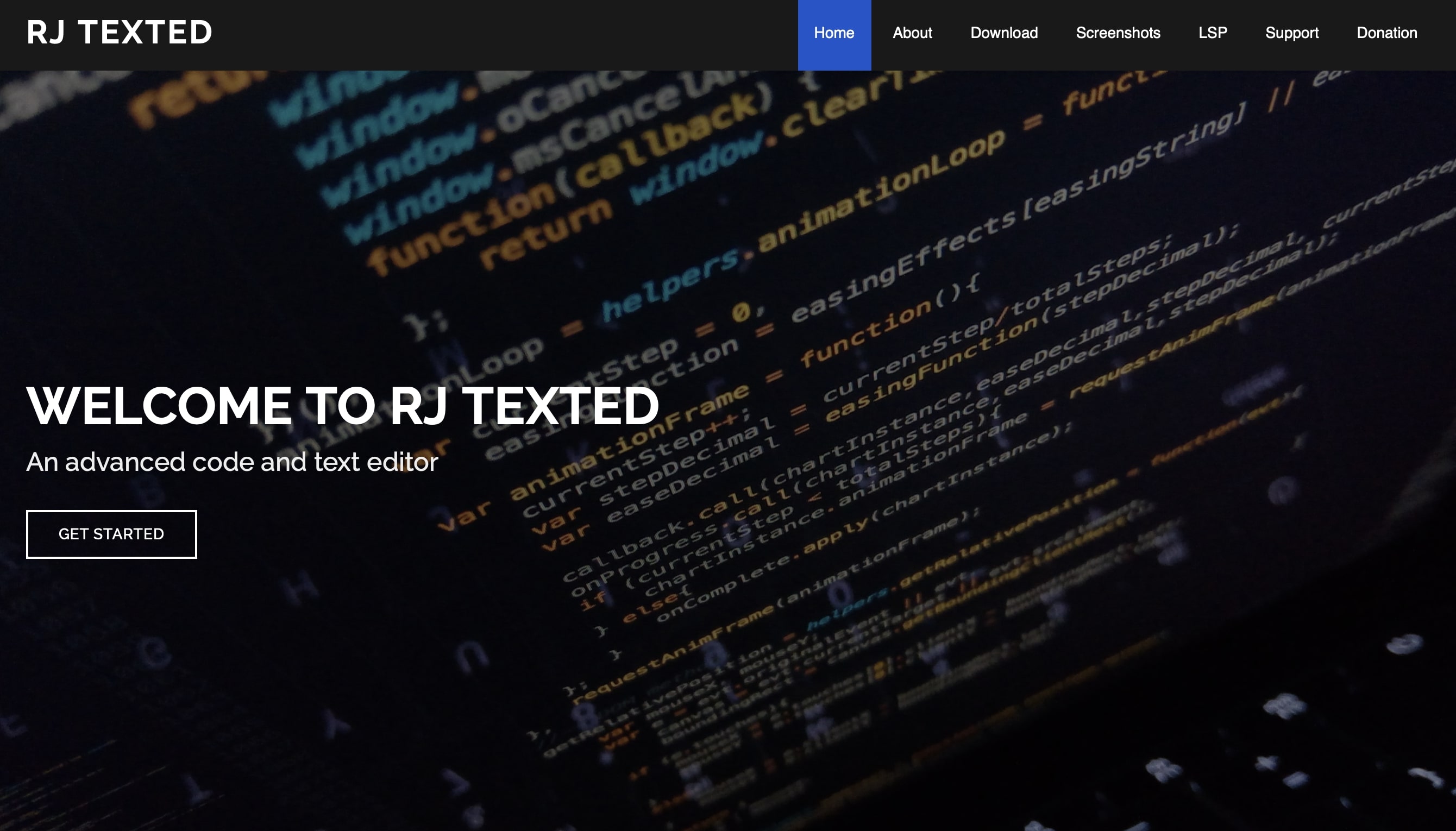 Screenshot der RJ TextEd Homepage Bild: Screenshot der RJ TextEd Homepage
