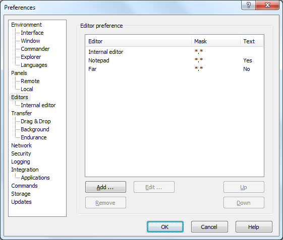 Integration externer Editoren in WinSCP
