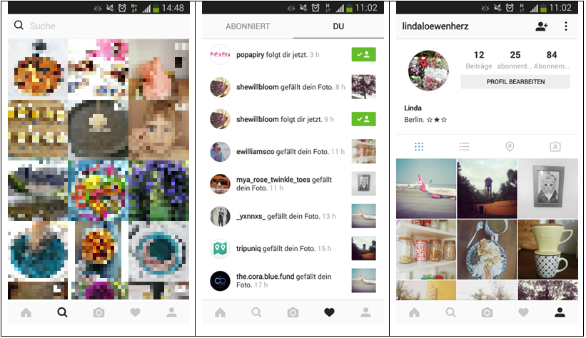 Ansicht des eigenen Profils in der Instagram-App